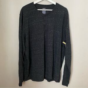 Abound Shirt Henley Long Sleeve Dark Gray Marled Casual Comfy Neutral